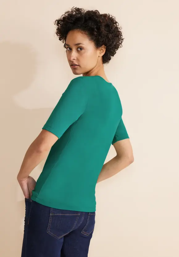 Basic Kurzarmshirt - intense aqua