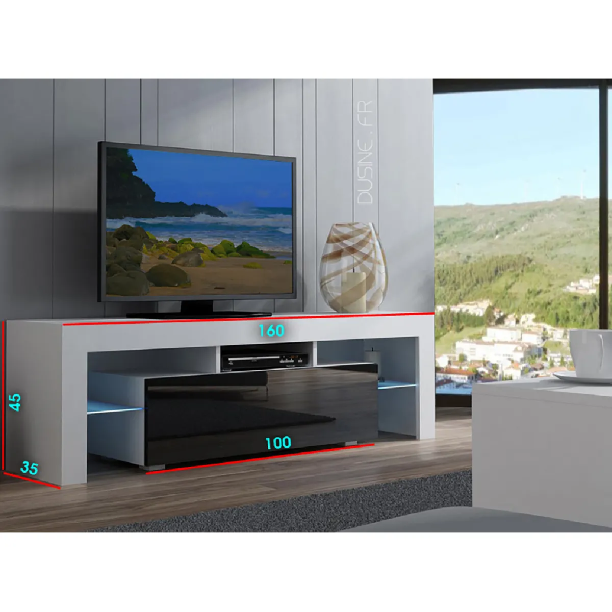 Dusine Meuble TV SPIDER - LED - Noyer mat