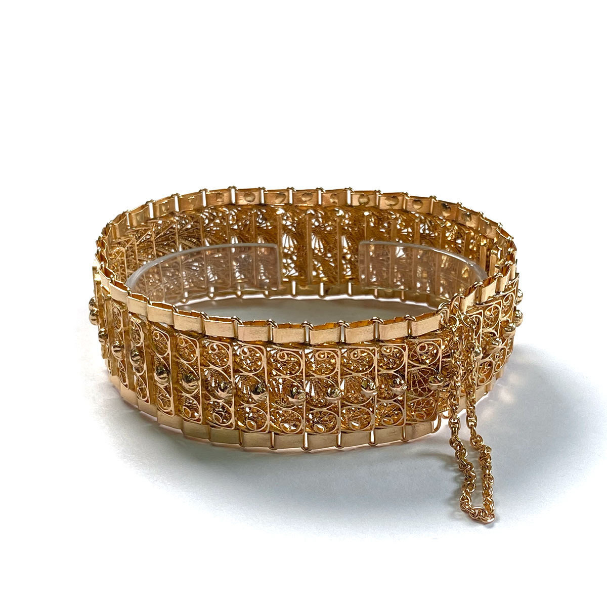 Bracelet d'occasion or 750 jaune style ancien motif fantaisie 19 cm