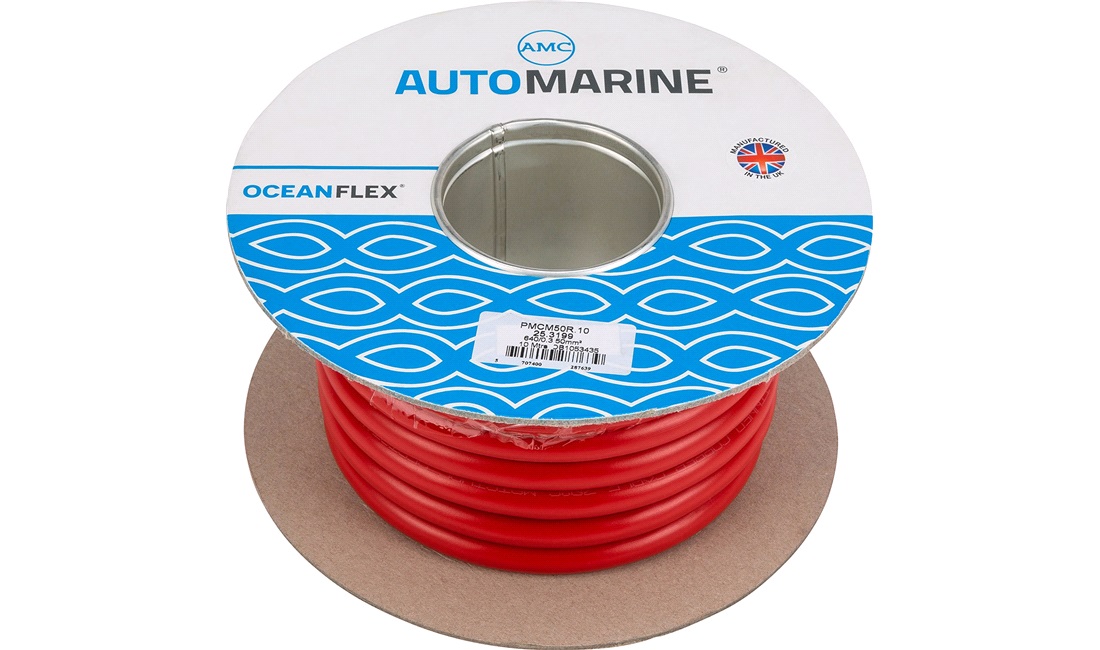 Oceanflex marinekabel rød 50mm2 10 m fortinnet