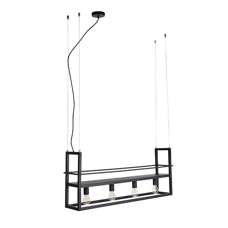 Hanglamp zwart met rek 4-lichts - Cage Rack