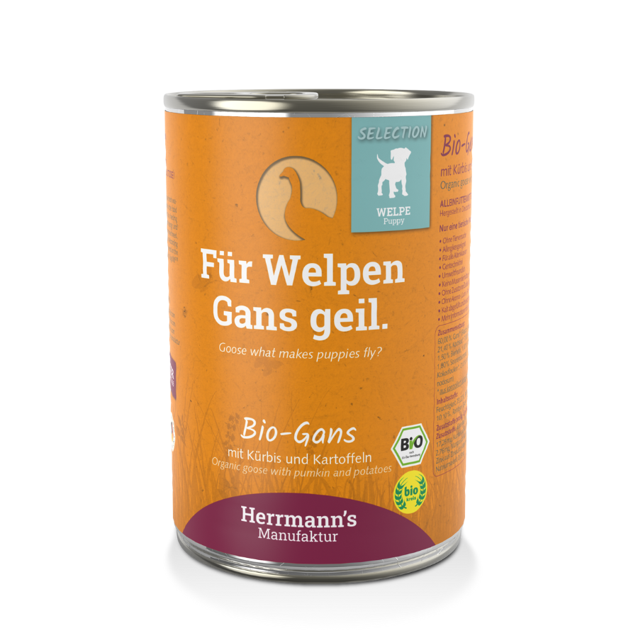 Seleção Puppy BIO Ganso com abóbora e batata 12 x 400g