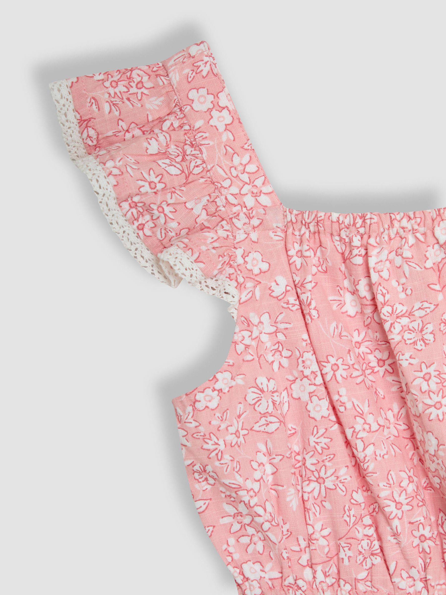 JoJo Maman Bébé Ruffle Shoulder Woven Playsuit