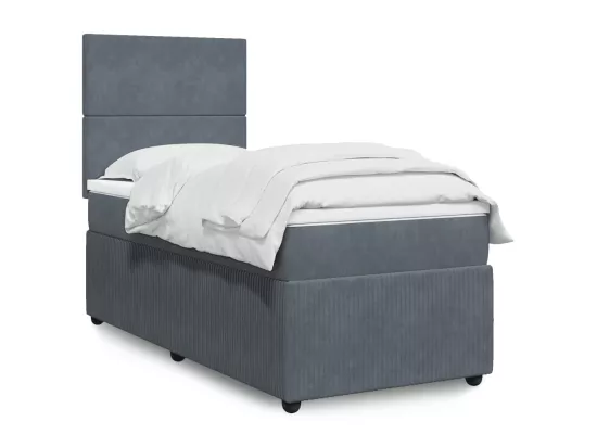 Sommier à lattes de lit et matelas Gris foncé 90x190 cm Velours