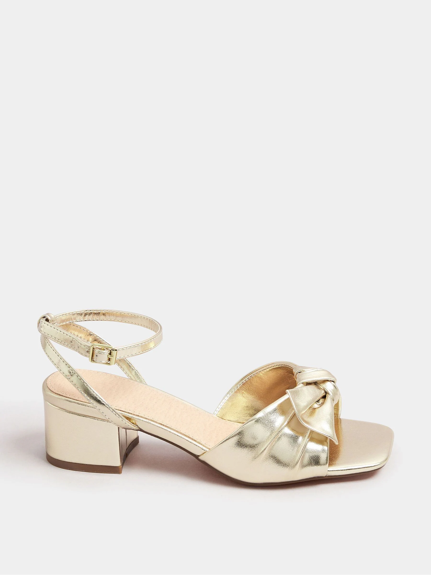 Yours Curve Wide Fit Mid Block Bow Sandals