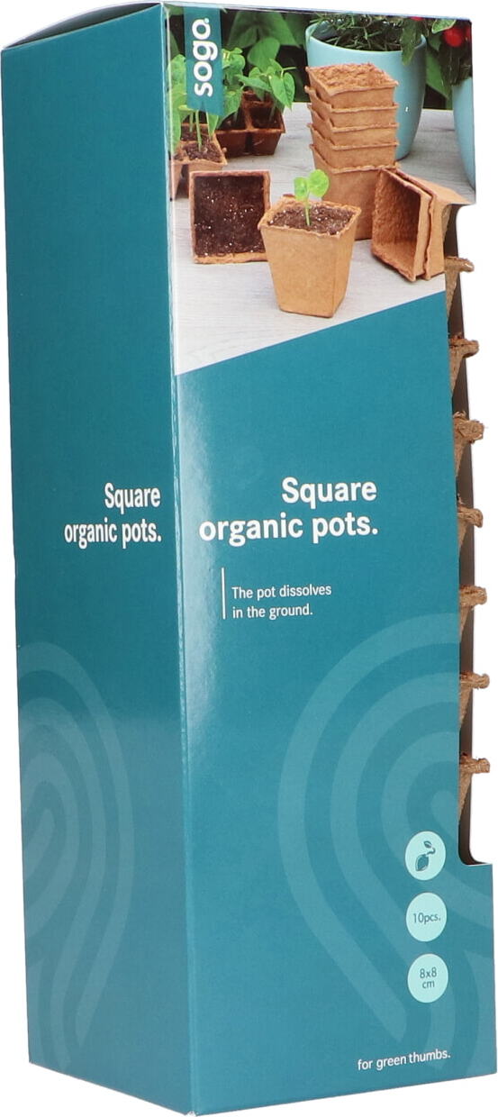 SOGO biologische kweekpot vierkant 8 cm 10 stuks
