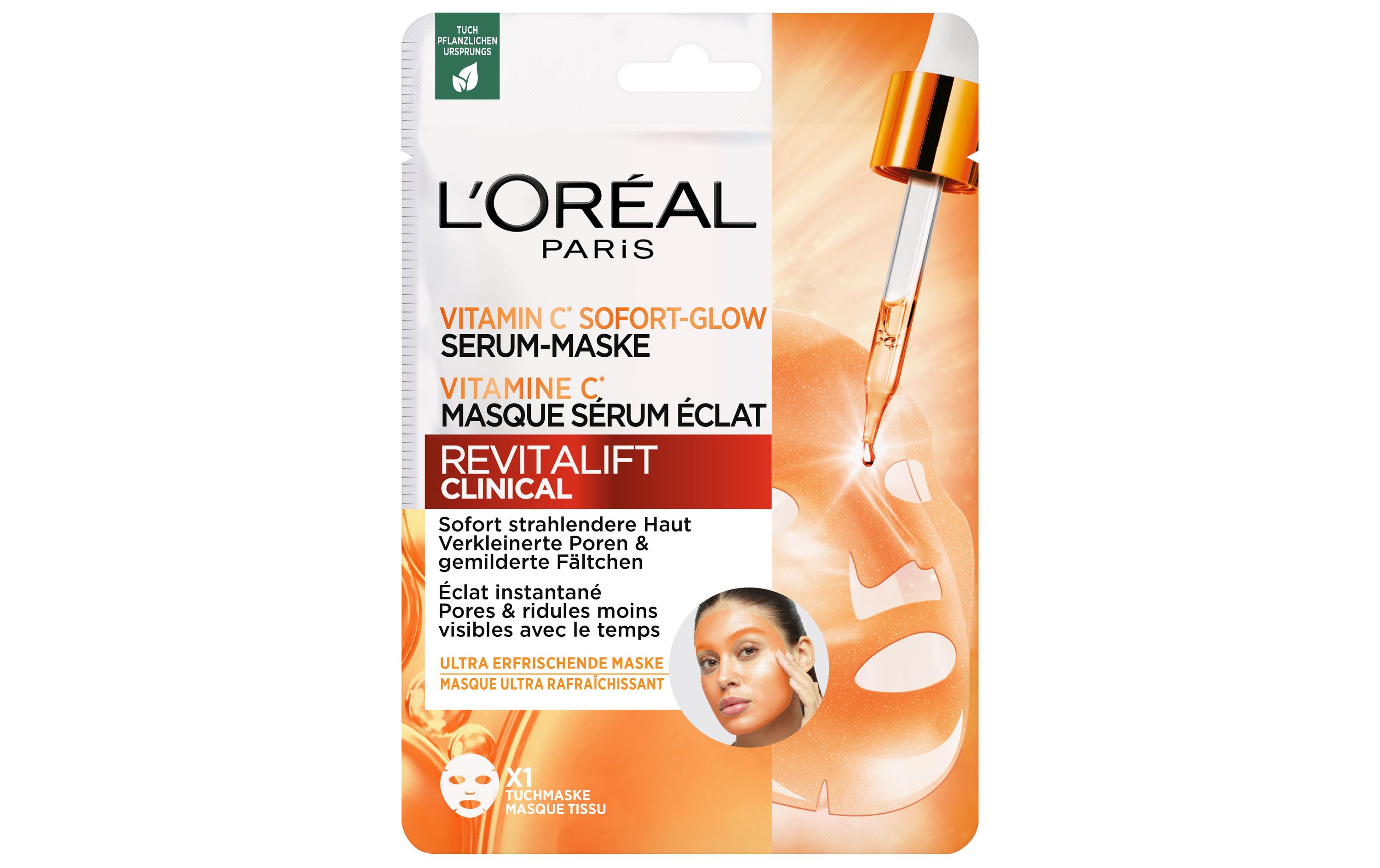 Gesichtsmaske Vitamin C 1 StückPflegemaske für strahlende Haut, verkleinert Poren und mildert Fältchen