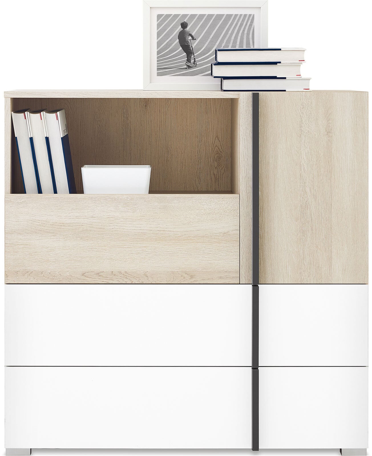 Kommode Remo Wilton-Eiche Nachbildung Weiß B/H/T 90x90x43 cm