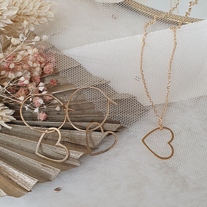 Collier mini coeur Charly doré 40 cm