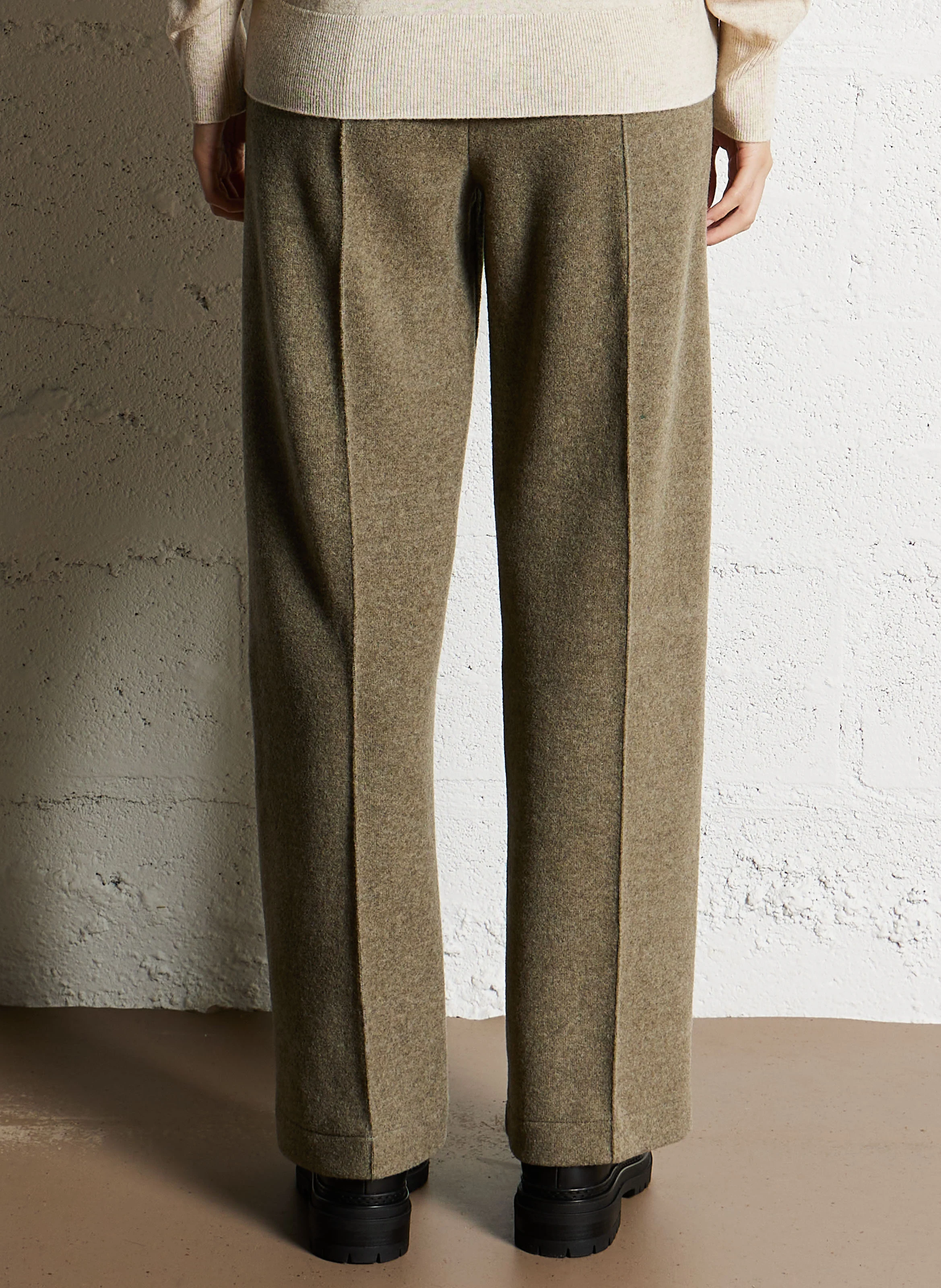 HEIKO - Pantalon droit en laine et en coton mélangés| Marron