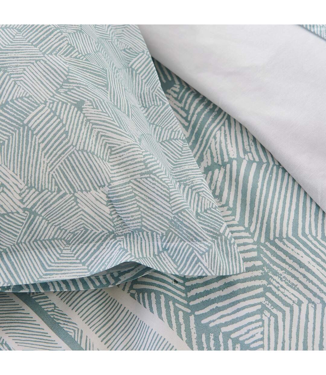 Drap plat 280x310 cm coton LÉO bleu Ecume