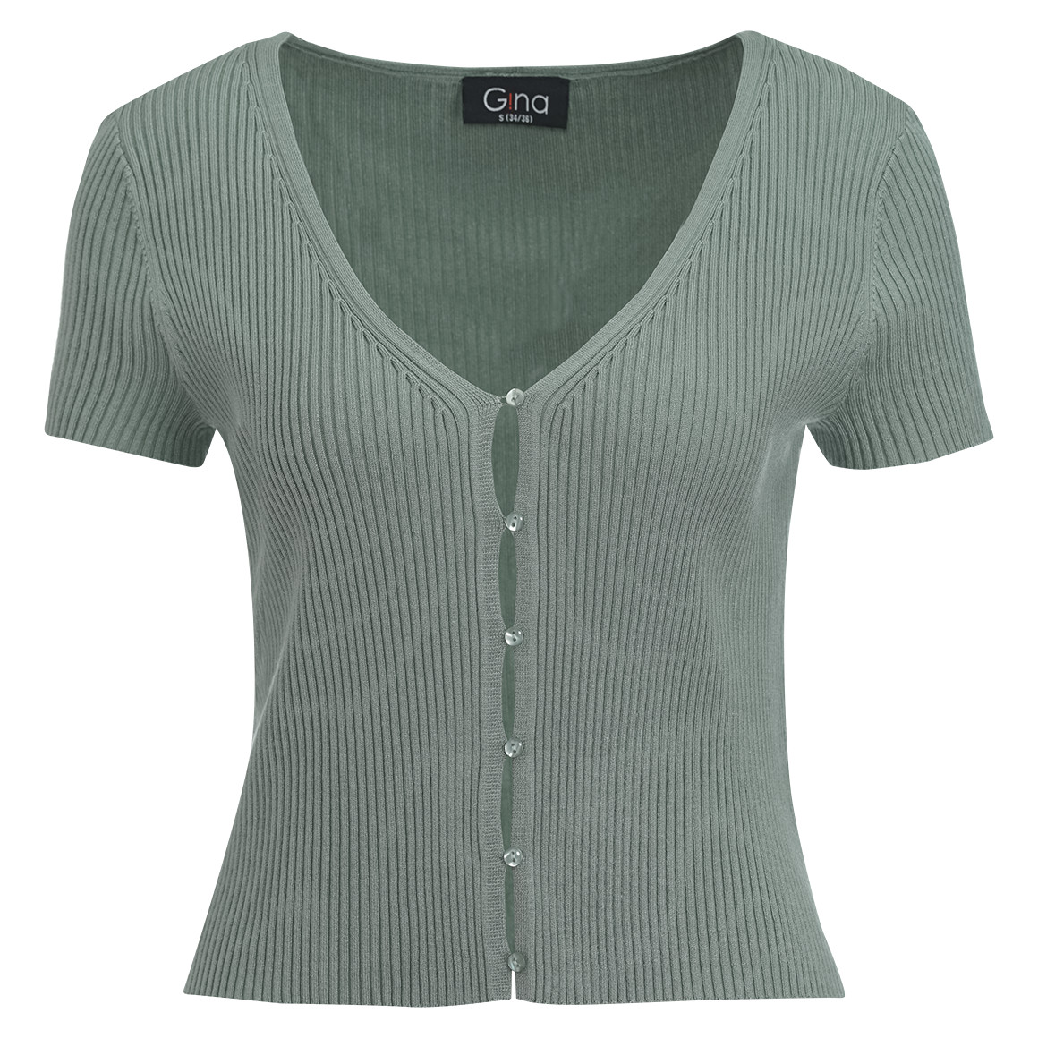 Gina Damen Strickjacke aus Rippstrick salbei