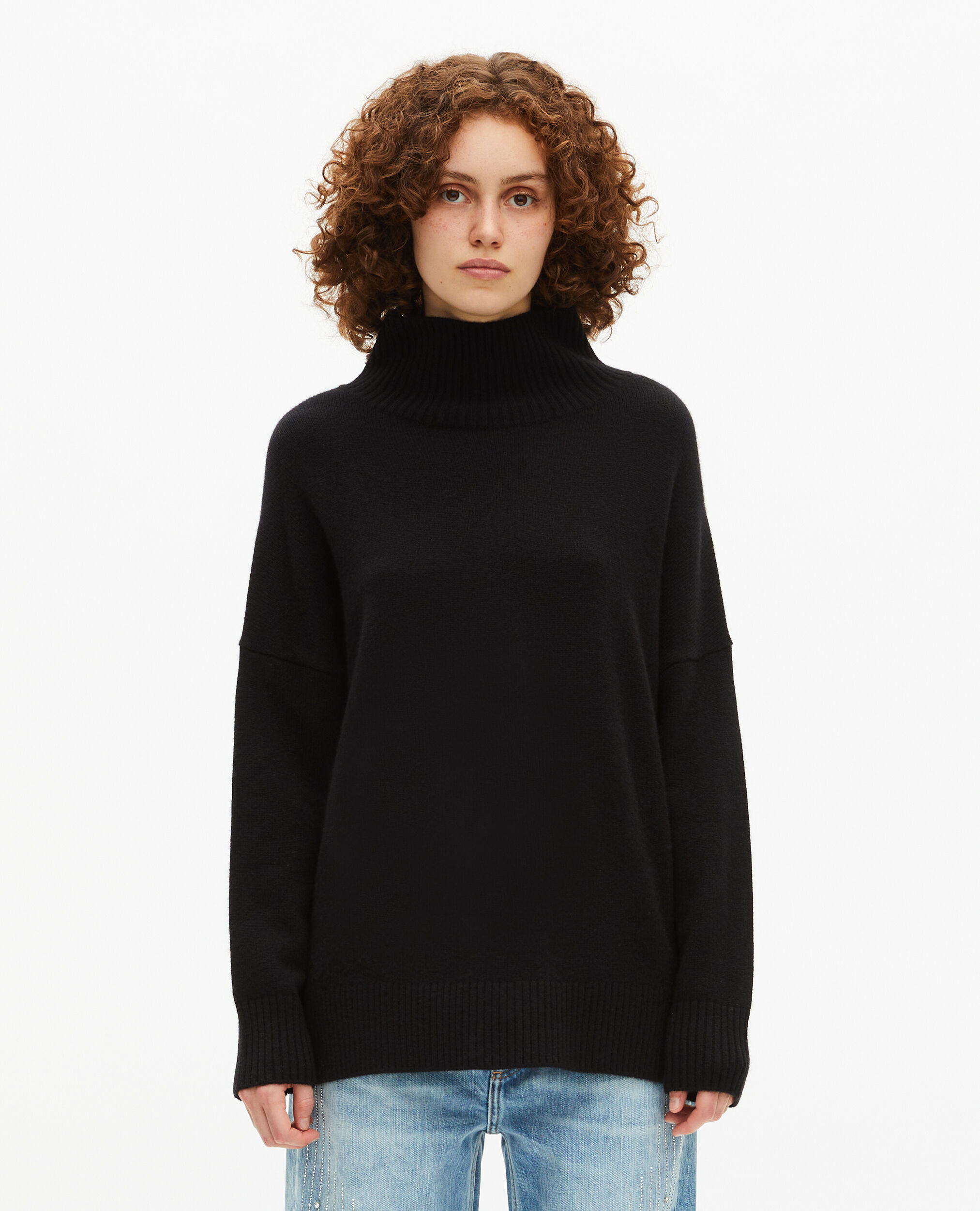 Pull col montant en cachemire noir