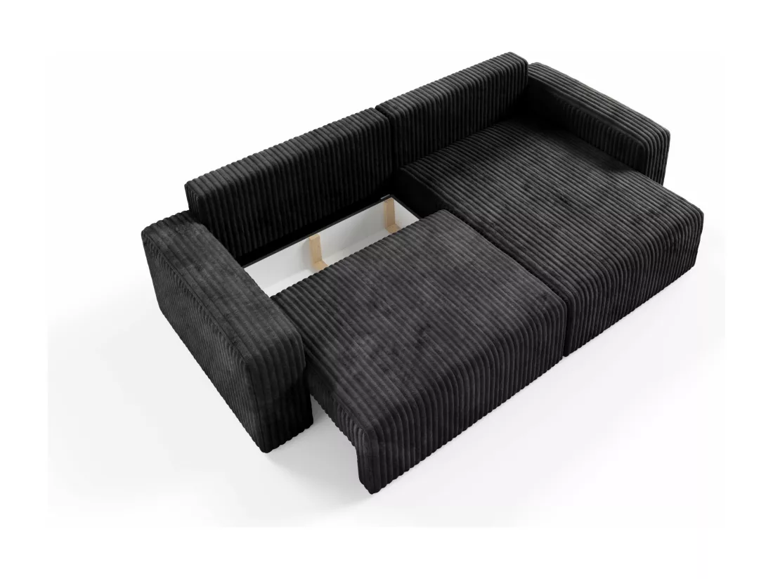 Canapé d'angle convertible Cord FANO Noir