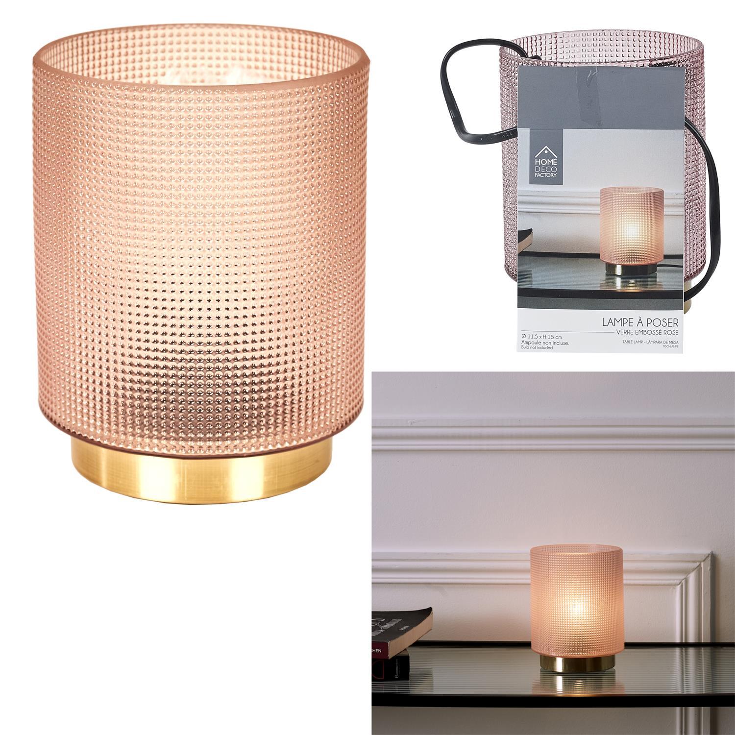 LAMPE A POSER VERRE EMBOSSE ROSE
