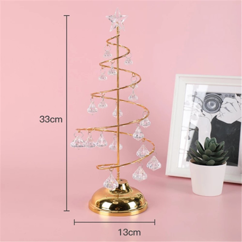 (33cm) LED Weihnachts Deko Licht Tannenbaum Stehlampe mit Diamant Quasten (Batteriebetrieben) - Silber
