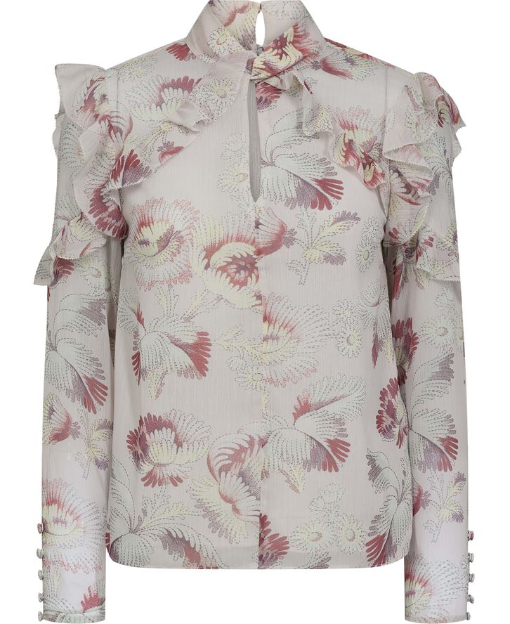 Ted Baker THELLMA Twist Neck Frill Detail Top Ivory