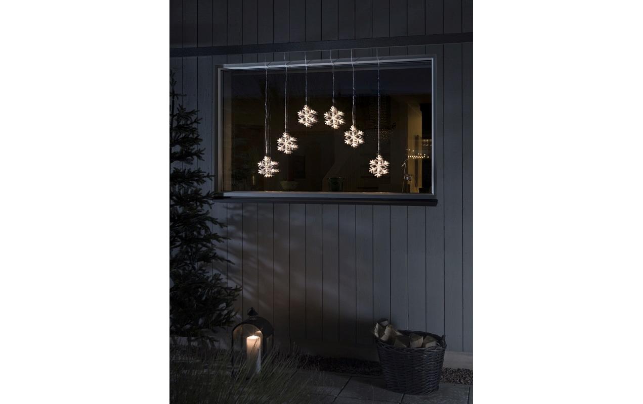 LED-Lichtervorhang mit Schneeflocken 48 Lampen, 90 cmLED Weihnachtsdeko 6 Schneeflocken