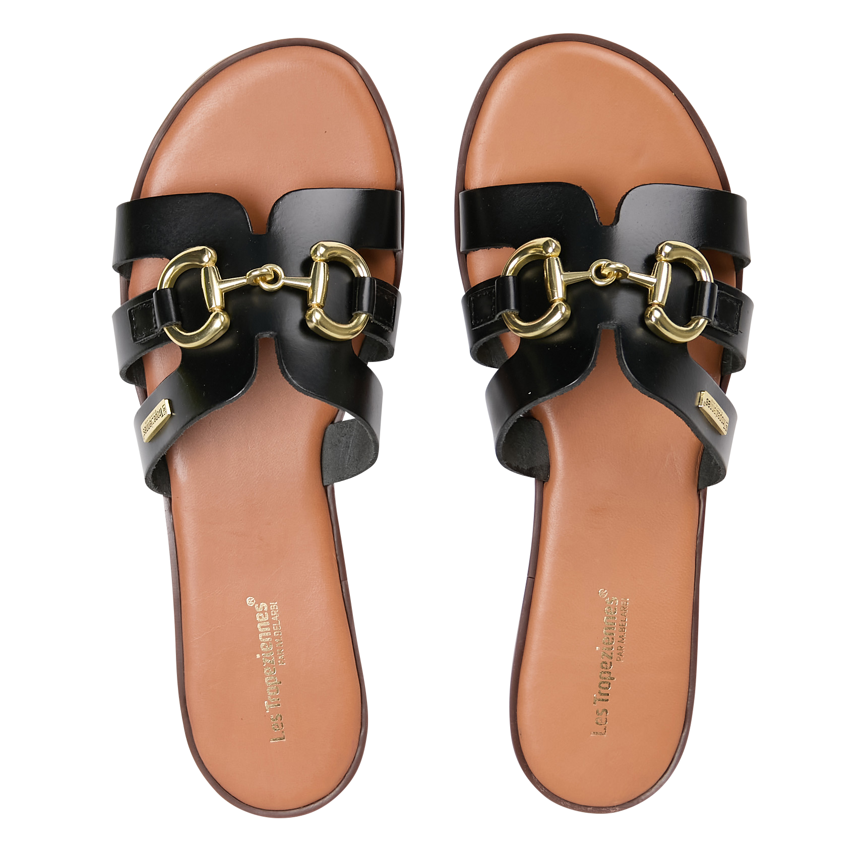 HAMIA - Sandales plates en cuir | Noir