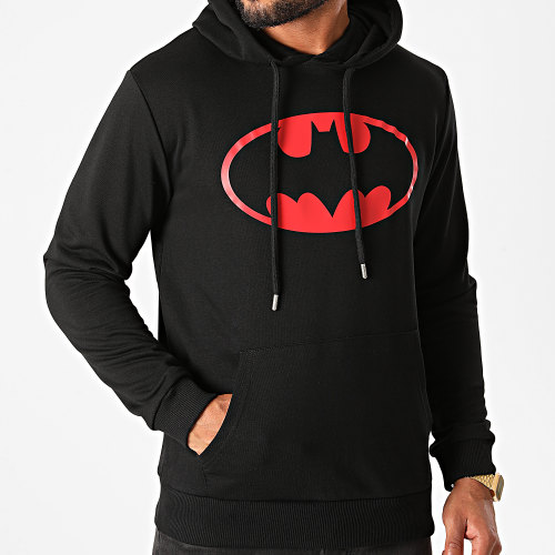 Sweat Capuche Batman Logo Noir Rouge