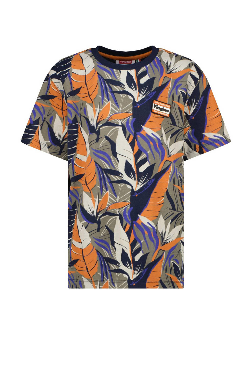 Vingino T-shirt Hor met all over print zand/oranje/paars