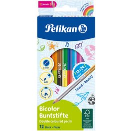 Crayons de couleur Bicolor, rond, étui en carton de