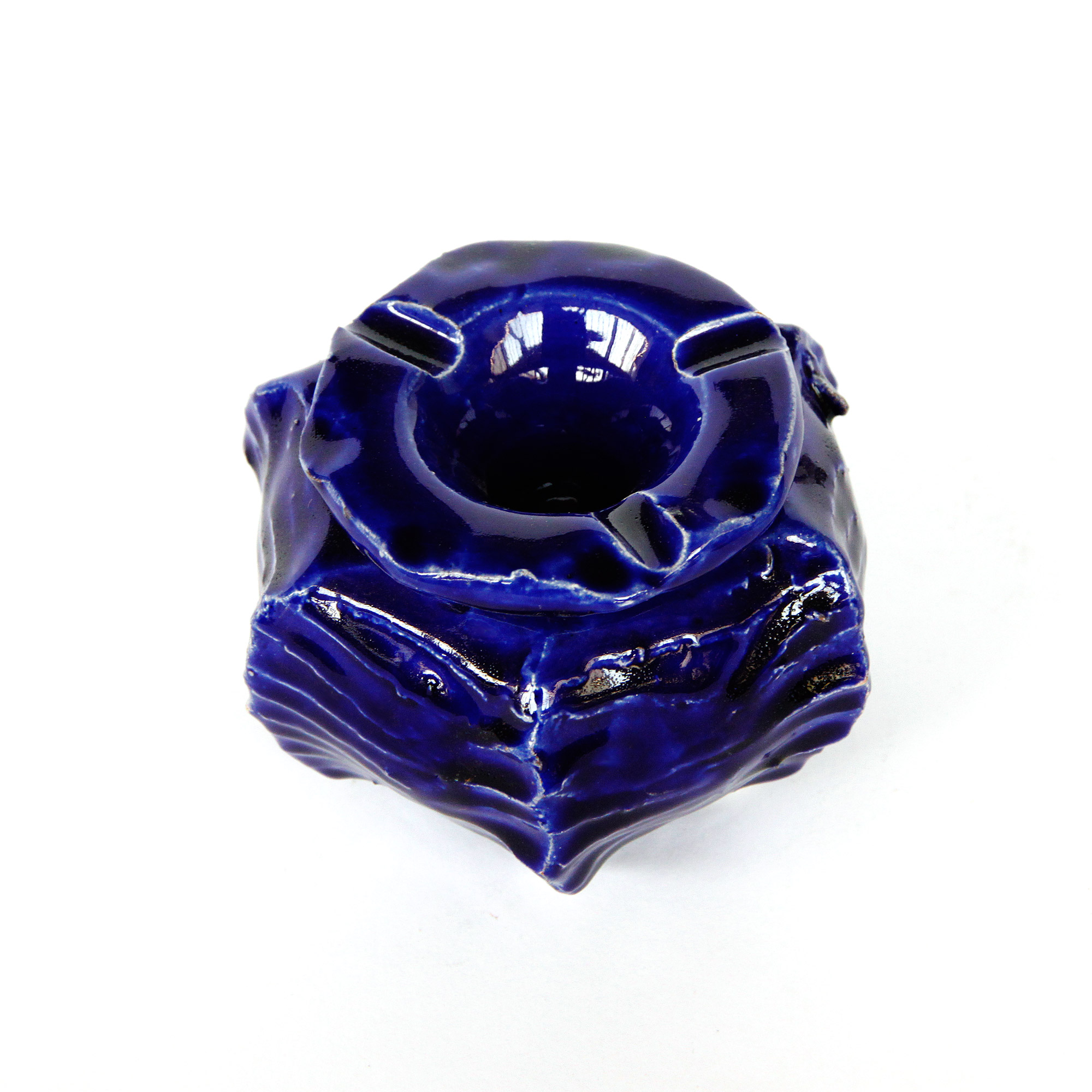 Keramik Aschenbecher blau, Ø 12 cm, H 9 cm von fischer's lagerhaus