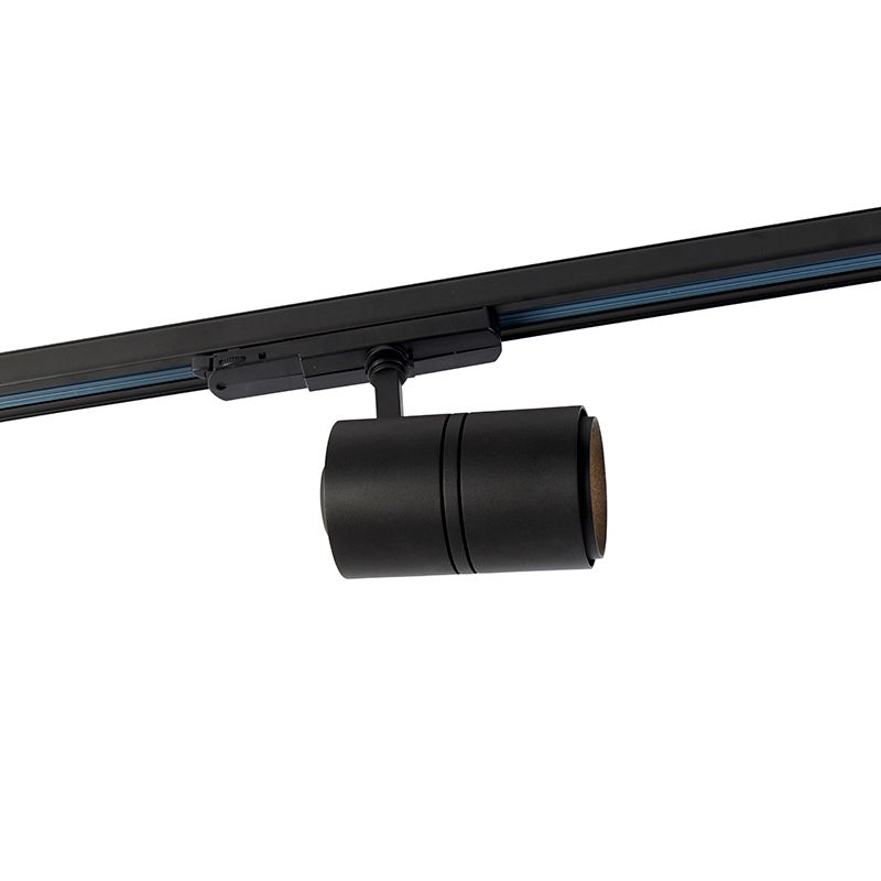 Moderne railspot zwart voor 3-fase rail incl. LED - 3-Phase Ruler