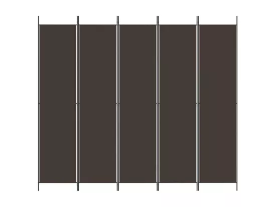 Cloison de séparation 5 panneaux Marron 250x220 cm Tissu