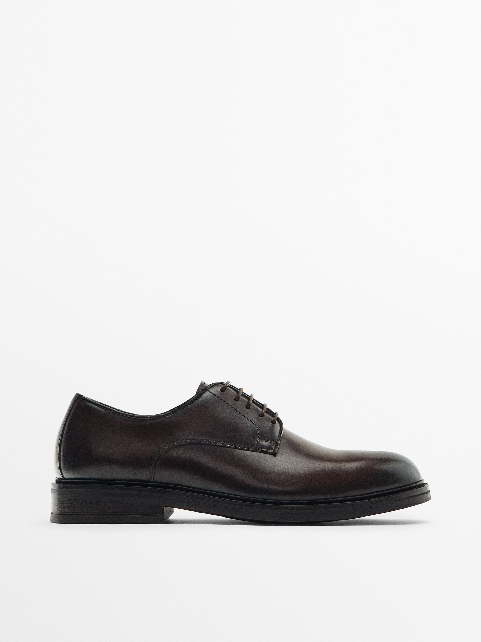 Sapato derby de couro marrom - MARROM