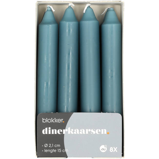 Blokker Dinerkaars - 8 stuks - 15 cm - Blauw Groen