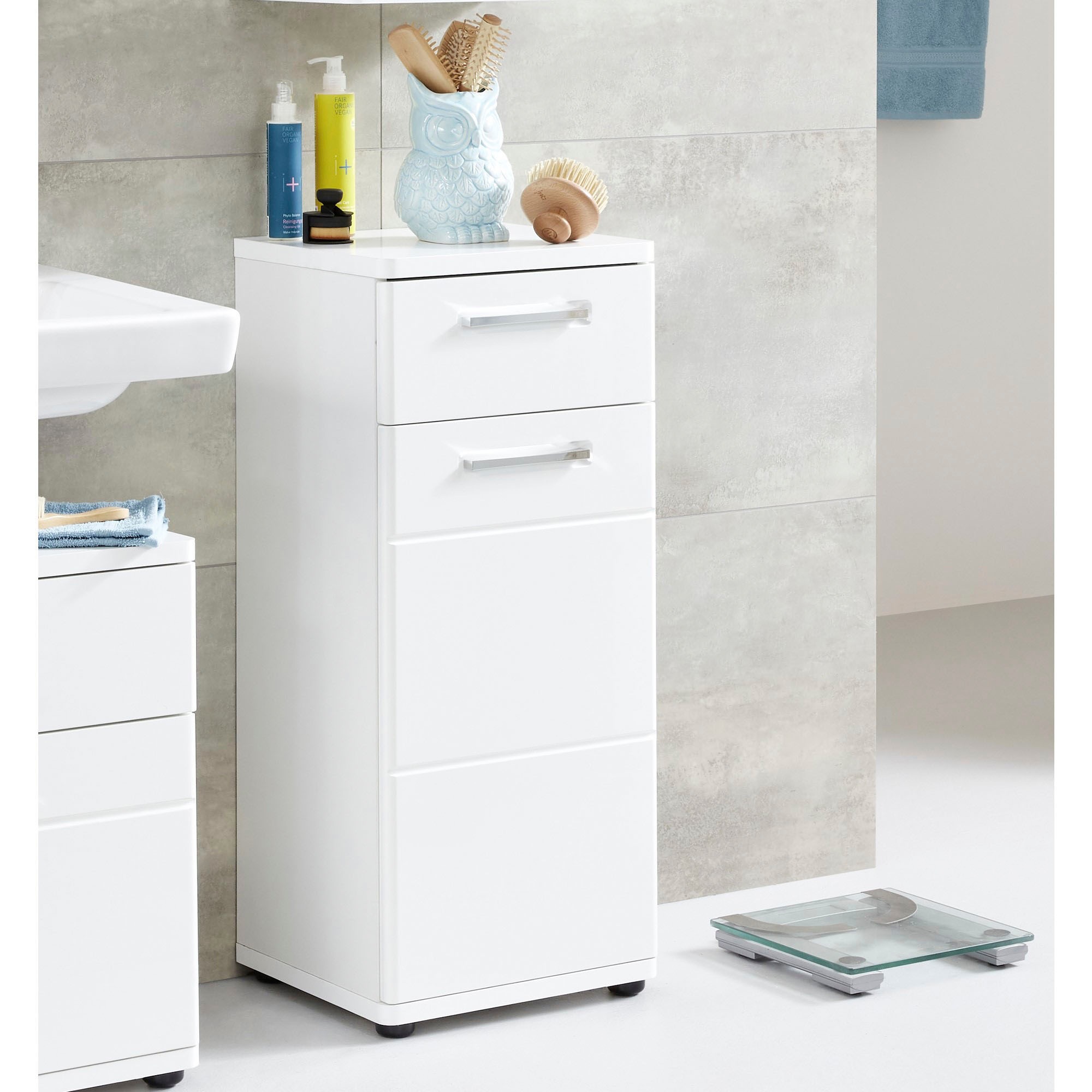 welltime Unterschrank »Mora« Standschrank mit 1 Tür & 1 Schublade - (B/T/H) 37/34/87 cm