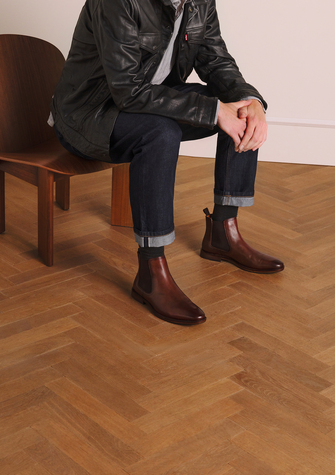 Cognac leren chelsea boots