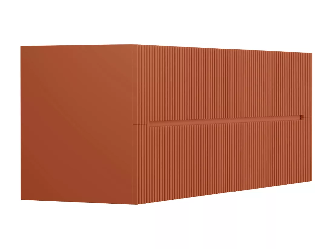 Meuble sous vasque suspendu strié terracotta - 150 cm - PAVANI