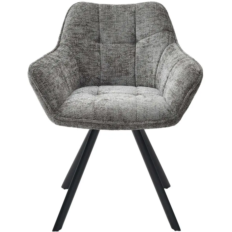 CLP Eetkamerstoel Scott zwart Frame - Stof - donkergrijs