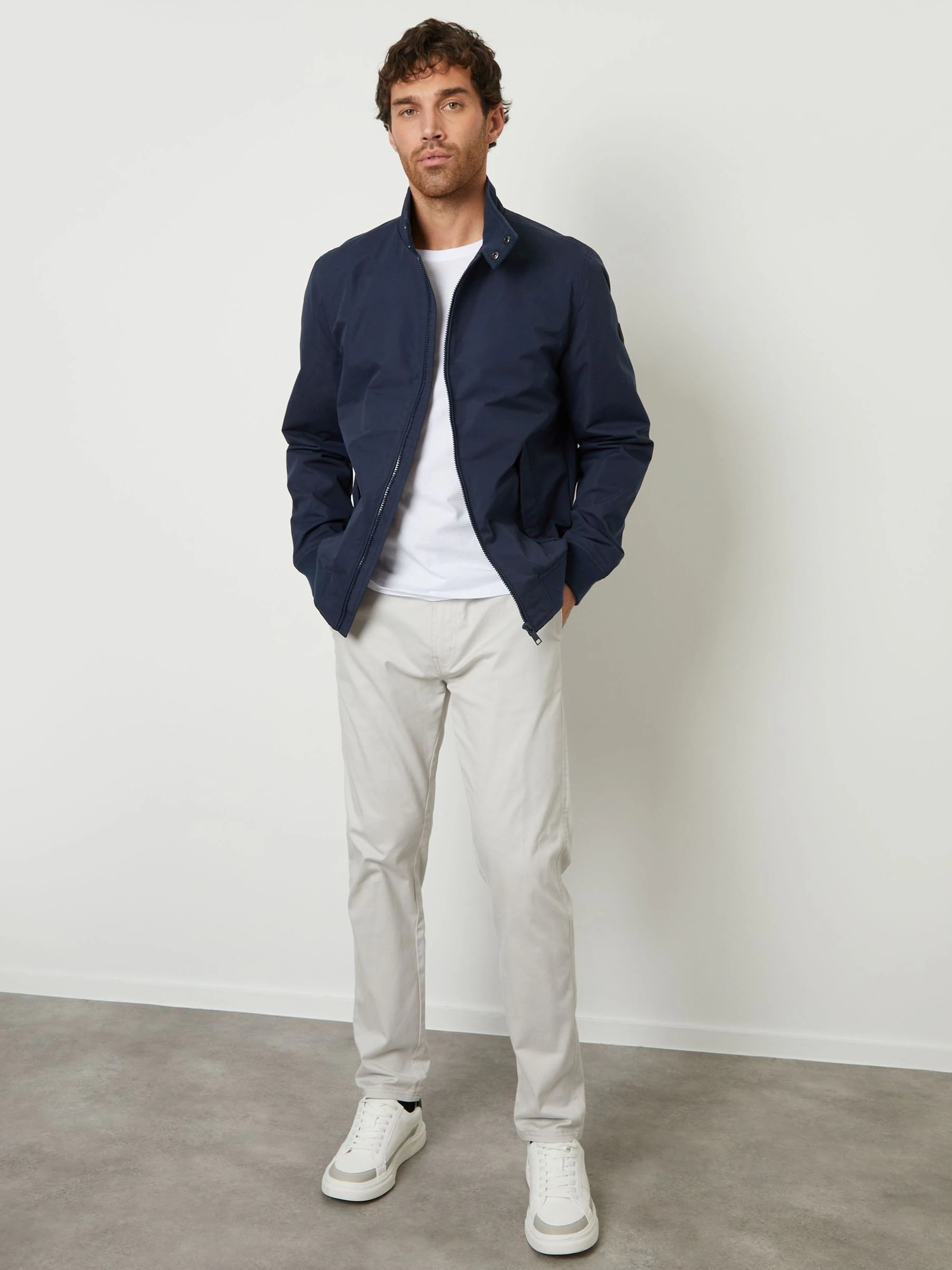 Marineblauw - Threadbare Harrington jack met ritssluiting