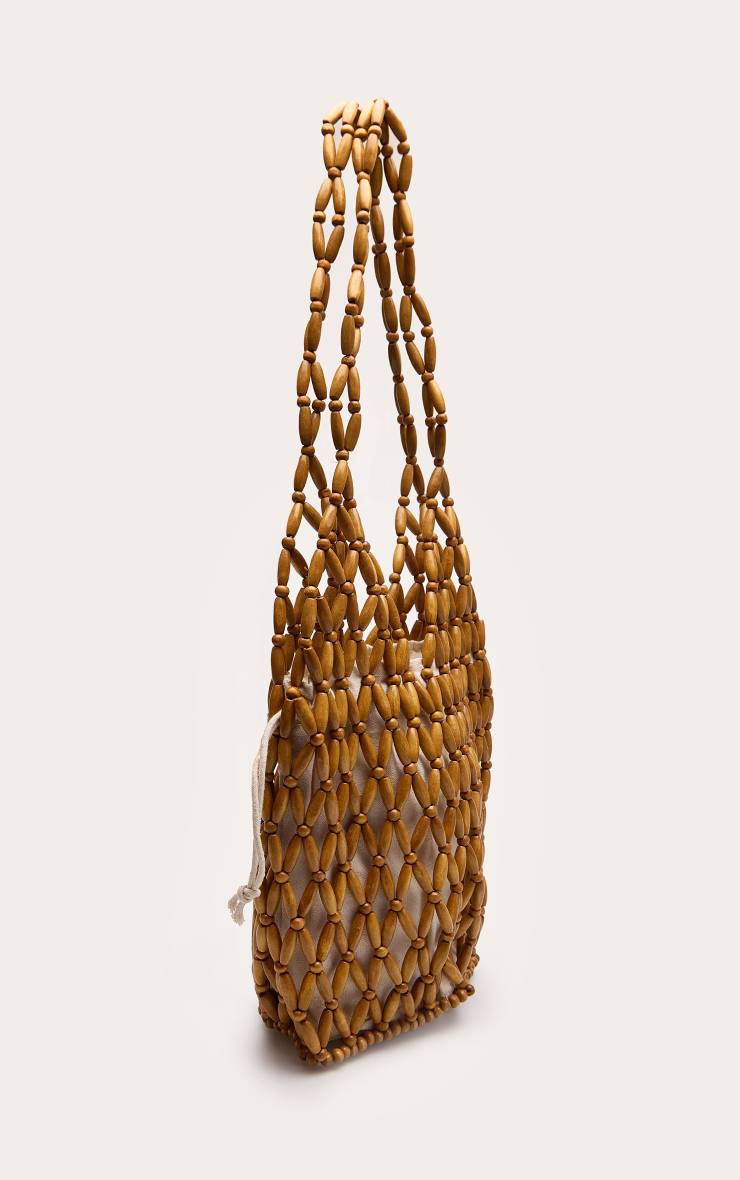 Naturel Sac Seau En Perles De Bois