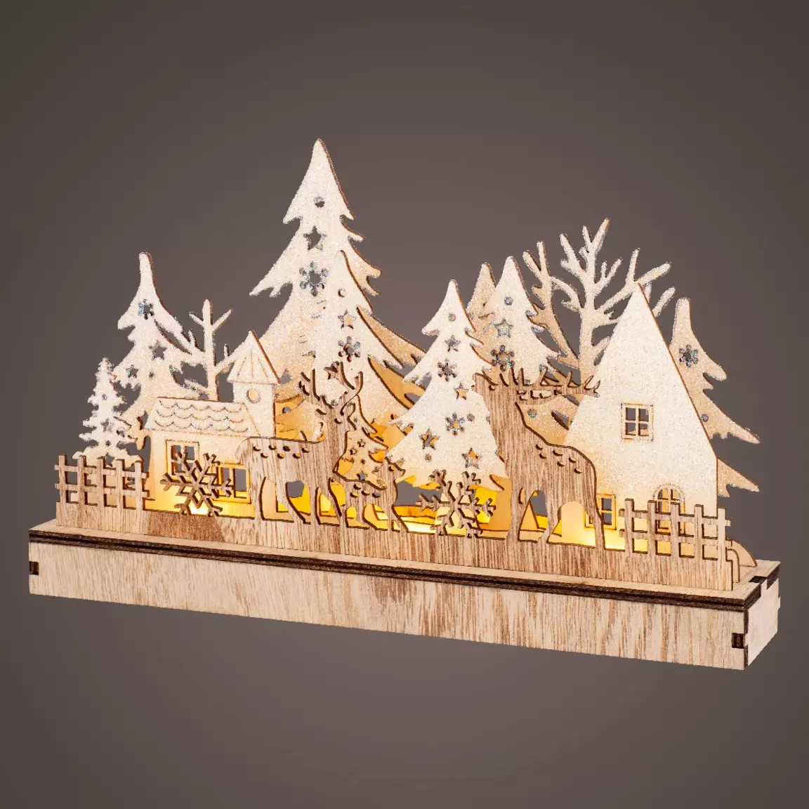 Décor lumineux à piles 9 LED (H19 cm) Village d'hiver Blanc chaud