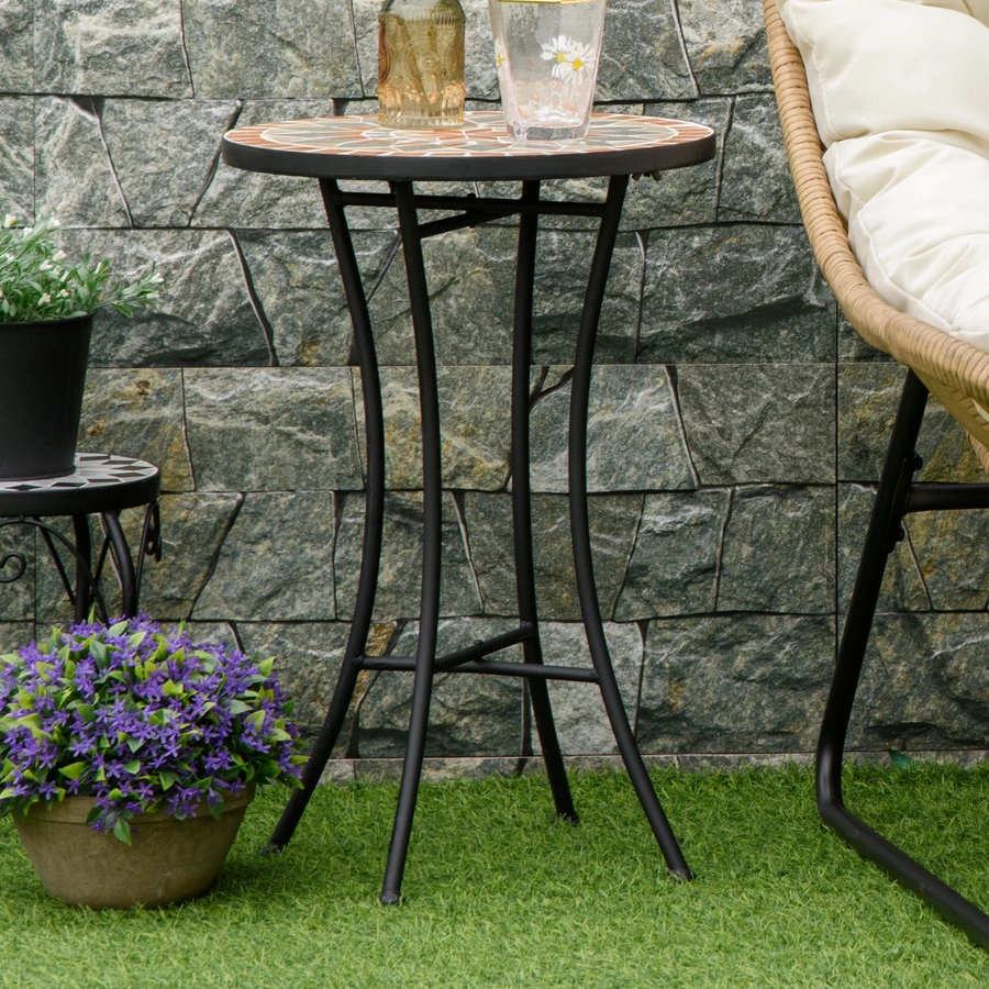 Outsunny Gartentisch mit Stahlrahmen bunt