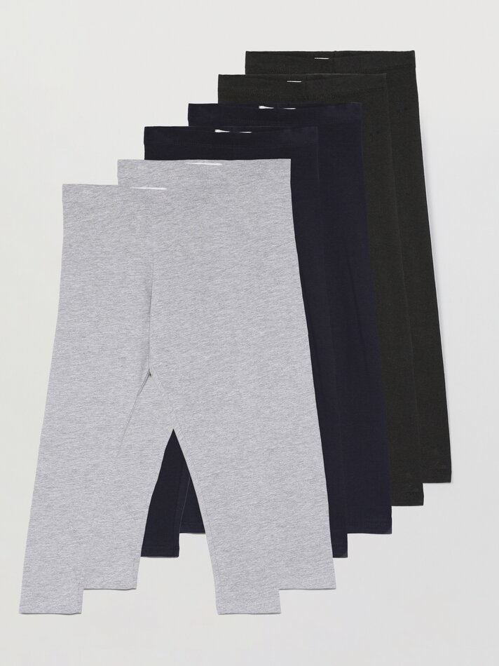 Conjunto de 6 leggings compridas básicas - Cinza Mesclado