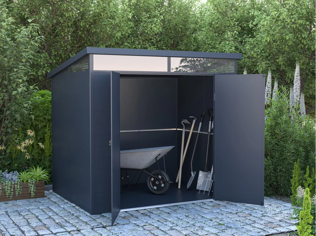 Abri de jardin en résine gris anthracite 4,57 m² avec plancher - MINARO