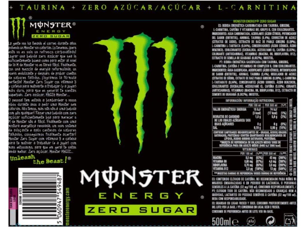 BEBIDA ENERGETICA MONSTER ZERO LATA 0.50L