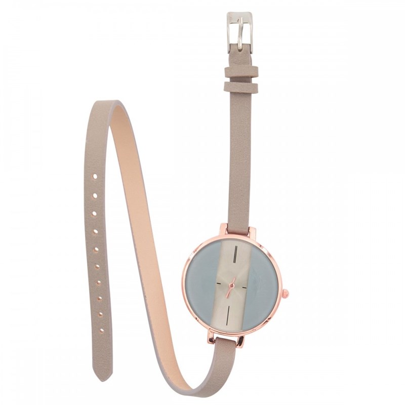 Coffret montre Femme M. JOHN bracelet Cuir Gris