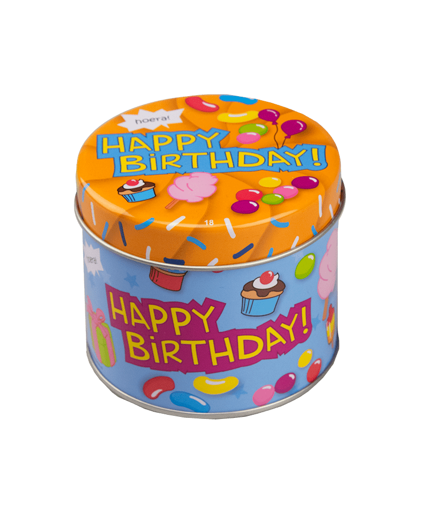 Snoepblik Happy Birthday 9cm