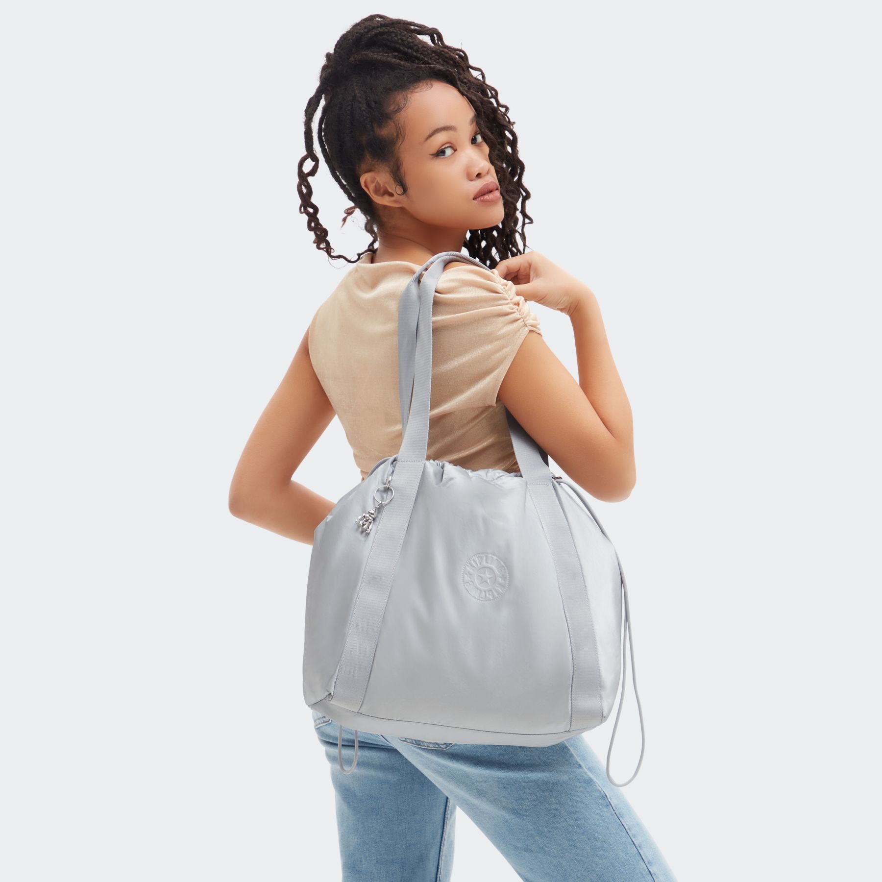 ELMAR Sac fourre-tout de taille moyenne avec cordon de serrage - Silver Glam