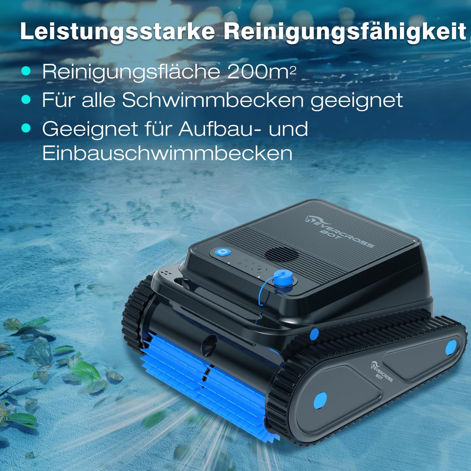 U8 Poolroboter Boden und Wand, Kabelloser Poolsauger Akku mit Wasserlinienreinigung, 120 Min Batterielaufzeit, Intelligenter Navigation, Selbsteinparkfunktion, Reinigungsfläche bis 200㎡