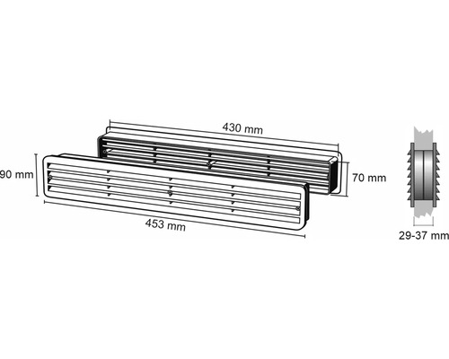 Marley deurrooster wit 453 x 90 mm