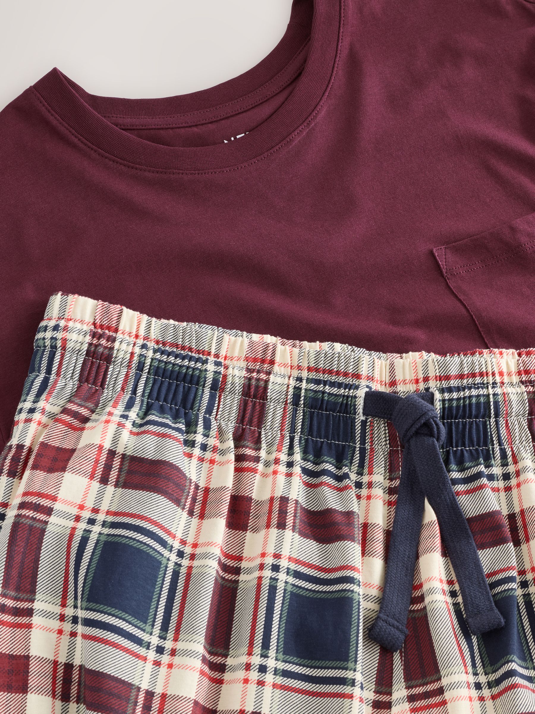 Rood/ecru - Geruite jersey korte pyjama's Set