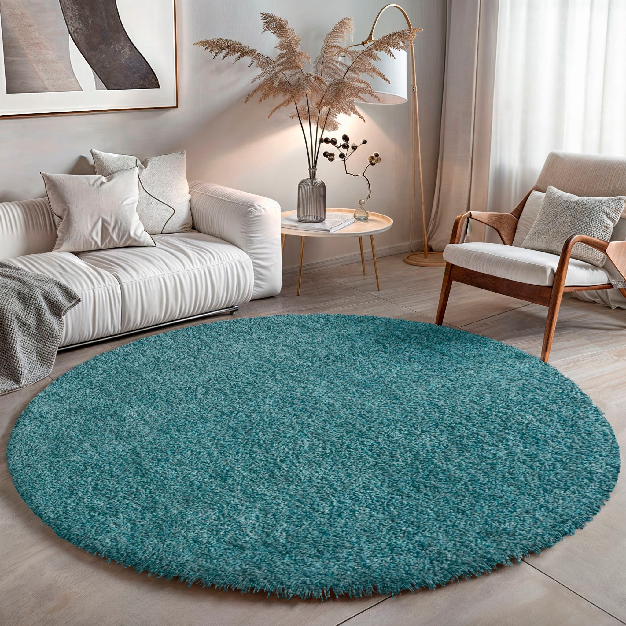 GOODproduct Hochflor-Teppich »Banji« rund 37 mm Höhe Uni Farben, weich und flauschig, auch als rechteckig erhältlich