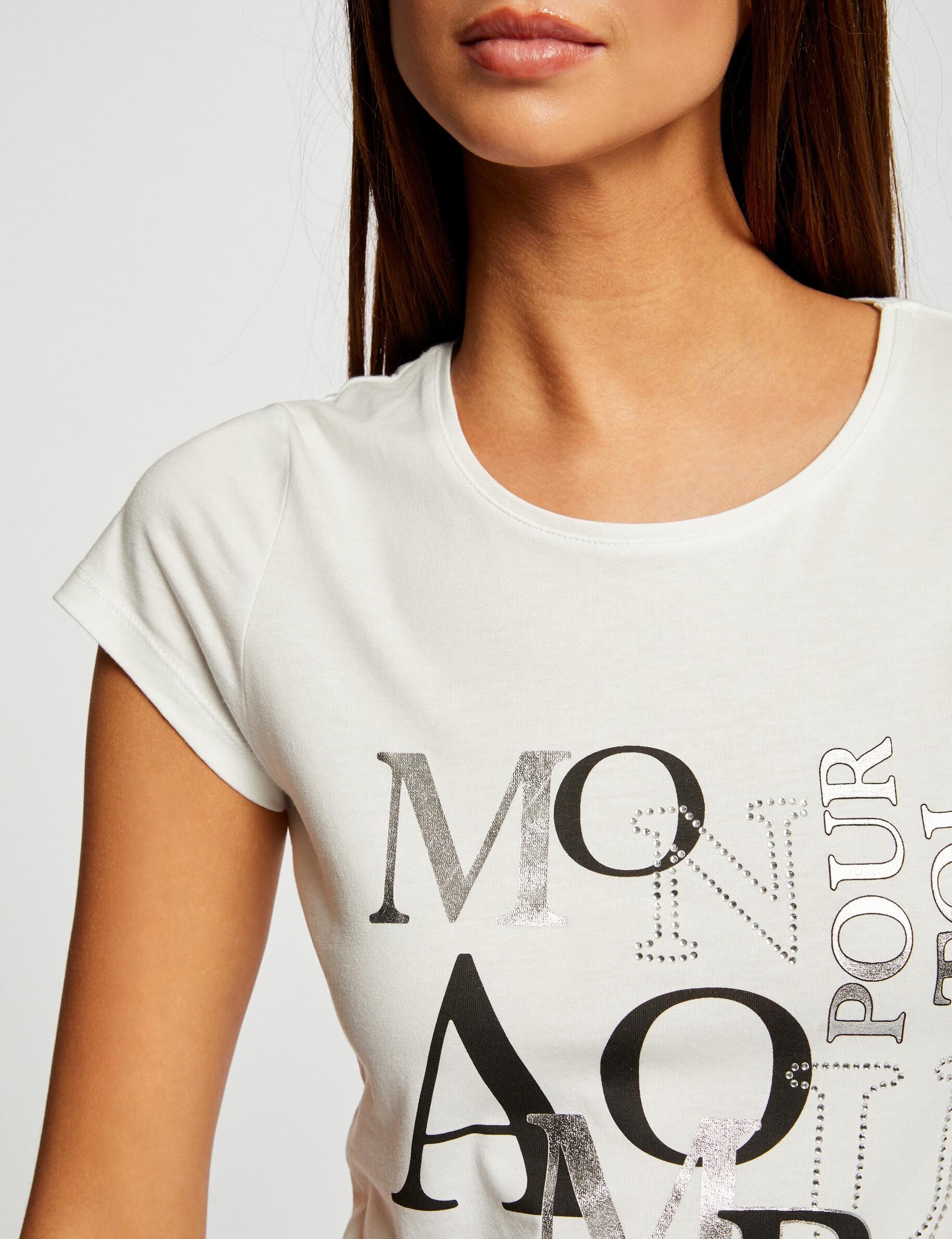 T-shirt manches courtes ecru femme - ecru